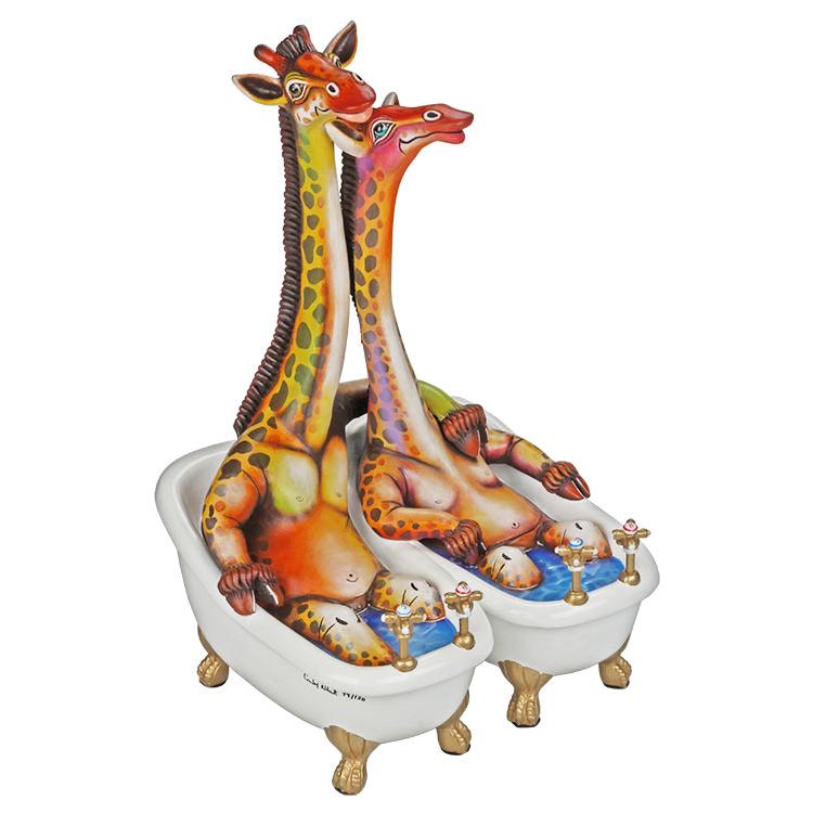 Carlos and Albert Giraffes in Love Bathtub